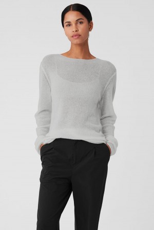 Dove Grey Heather Women Alo Yoga Cashmere Reform Long Sleeve | Australia 97528-AGUH