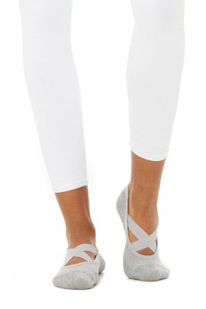 Dove Grey Heather Women Alo Yoga Pivot Barre Barres Sock | Australia 62708-AOEI