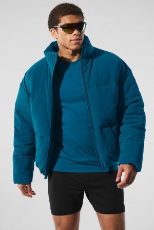 Eclipse Blue Men Alo Yoga Stretch Woven Street Puffer Jacket | Australia 23419-CPIV
