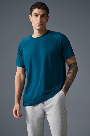 Eclipse Blue Men Alo Yoga Triumph Raglan Tee | Australia 79364-SZIU