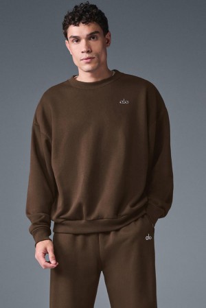 Espresso Men Alo Yoga Accolade Crew Neck Pullover | Australia 14863-FROL