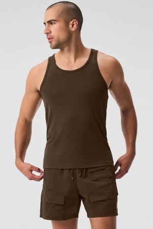 Espresso Men Alo Yoga Everyday Modal Rib Tank | Australia 83174-XMQN