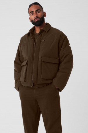 Espresso Men Alo Yoga Voyage Utility Cargo Jacket | Australia 13097-INFK