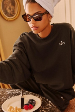 Espresso Women Alo Yoga Accolade Crew Neck Pullover | Australia 82941-HKAE