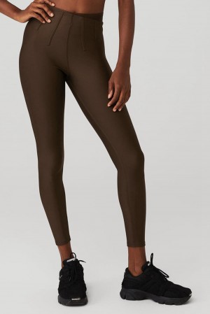 Espresso Women Alo Yoga Airlift High-Waist 7/8 Corset Legging | Australia 61295-DHWO