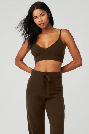 Espresso Women Alo Yoga Cashmere Jet Set Bra | Australia 16732-EXAP