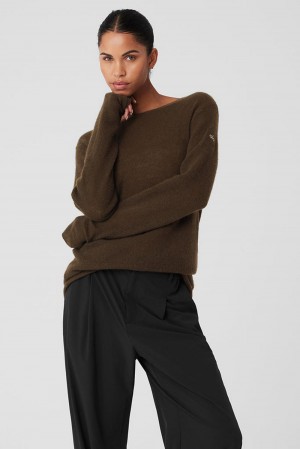 Espresso Women Alo Yoga Cashmere Reform Long Sleeve | Australia 29861-IBJN
