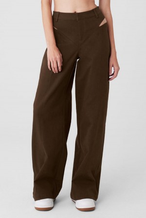 Espresso Women Alo Yoga High-Waist Risk Taker Pant | Australia 84592-MIBZ