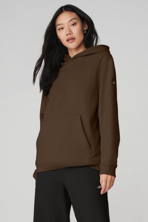 Espresso Women Alo Yoga Renown Heavy Weight Hoodie | Australia 68247-NMTW