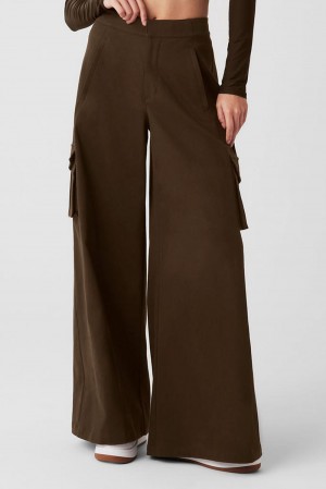Espresso Women Alo Yoga Show Off Cargo Wide Leg Pant | Australia 86519-PHQM