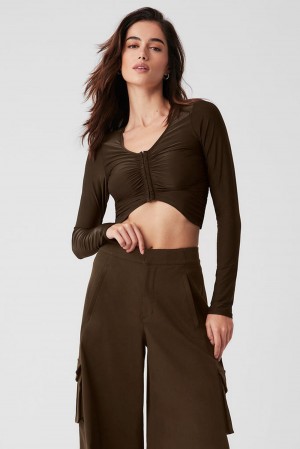 Espresso Women Alo Yoga Standout Long Sleeve | Australia 84260-LUQC
