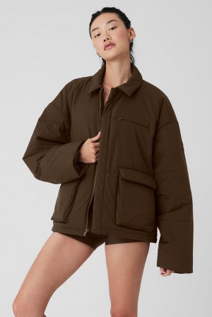 Espresso Women Alo Yoga Voyage Utility Cargo Jacket | Australia 91673-DYPT