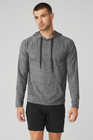 Graphite Marl Men Alo Yoga Conquer Hoodie | Australia 83240-CIYP