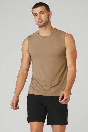 Gravel Men Alo Yoga Idol Performance Tank | Australia 84091-FJDP