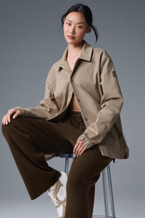 Gravel Women Alo Yoga Edition Sueded Jacket | Australia 30516-AMOH