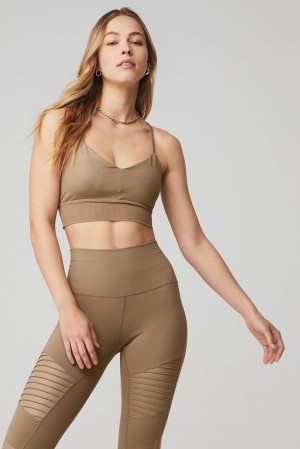 Gravel / Gravel Glossy Women Alo Yoga Lavish Bra | Australia 24713-FISG
