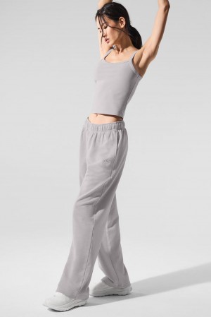 Grey Sky Wash Women Alo Yoga Washed Accolade Straight Leg Sweatpant | Australia 87319-OGPC