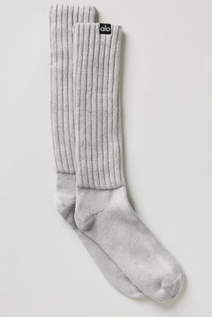 Hazy Grey Wash Men Alo Yoga Unisex Washed Scrunch Sock | Australia 54197-YOWJ