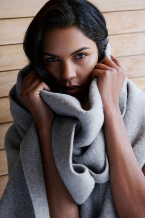 Hazy Heather Grey Women Alo Yoga Merino Wool Oversized Scarf | Australia 75801-YWGI