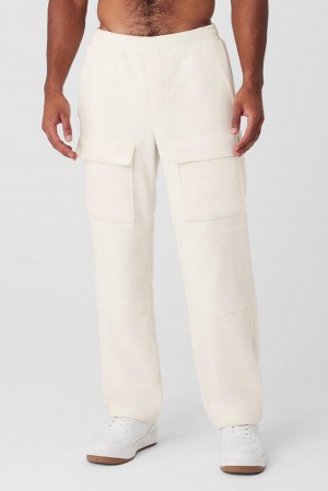 Ivory Men Alo Yoga Polar Fleece Ridge Cargos Pant | Australia 70359-WPTU