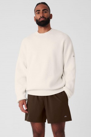 Ivory Men Alo Yoga Scholar Crew Neck Sweater | Australia 89735-ITWE