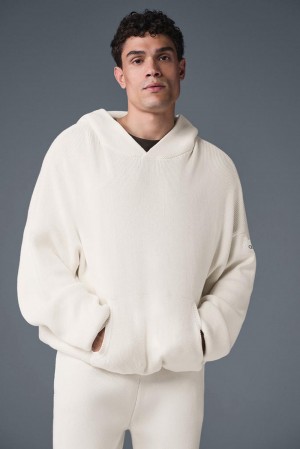 Ivory Men Alo Yoga Scholar Hooded Sweater | Australia 58207-JSGR