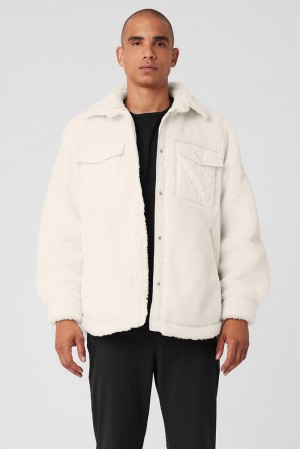 Ivory Men Alo Yoga Sherpa Edge Shacket Jacket | Australia 89652-HVIP