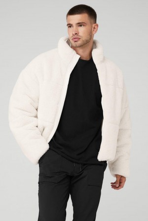 Ivory Men Alo Yoga Sherpa Stage Puffer Jacket | Australia 05287-BAQC