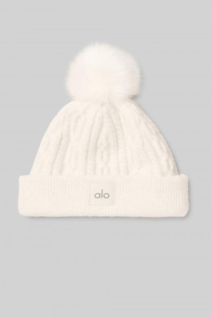 Ivory Women Alo Yoga Cable Knit Beanie | Australia 96234-WFTA
