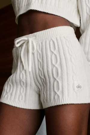 Ivory Women Alo Yoga Cable Knit Winter Bliss Short | Australia 41268-XNYI