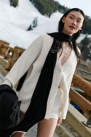 Ivory Women Alo Yoga Cable Knit Winter Bliss Cardigan | Australia 31785-MRNQ