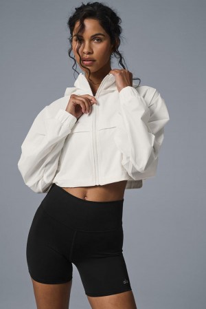 Ivory Women Alo Yoga Cropped Playmaker Jacket | Australia 75821-TCES