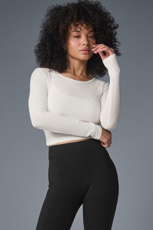 Ivory Women Alo Yoga Gather Long Sleeve | Australia 75498-TWCG