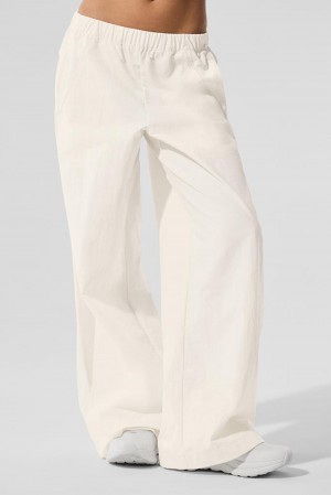 Ivory Women Alo Yoga High-Waist Origin Wide Leg Track Pant | Australia 15609-FGUN