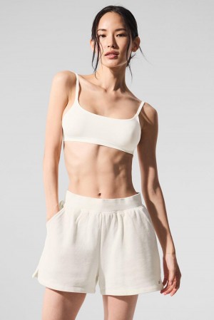 Ivory Women Alo Yoga Sheer Glow Bra | Australia 57698-OUNZ