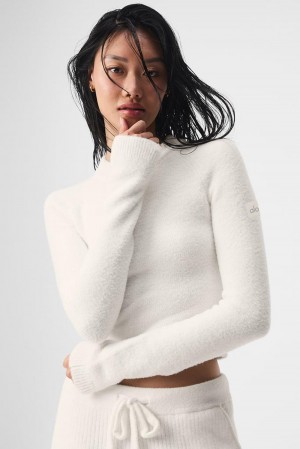 Ivory Women Alo Yoga Snuggle Up Long Sleeve | Australia 61702-OGQZ