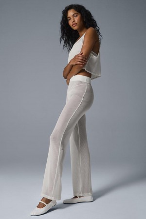 Ivory Women Alo Yoga Striped Mesh Tropical Nights Flare Pant | Australia 07896-DFOW