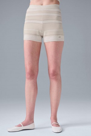 Ivory / Alabaster Women Alo Yoga Sport Play High-Waist Knit Short | Australia 05932-MAYW