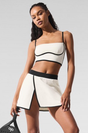 Ivory / Black Women Alo Yoga Airbrush Streamlined Bra Tank | Australia 18705-CBJX
