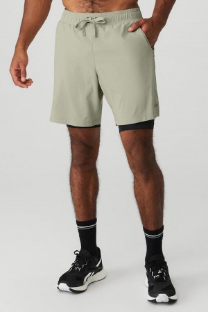 Limestone / Black Men Alo Yoga 7'' Unity 2 In 1 Short | Australia 14560-XLIV