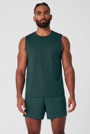 Midnight Green Men Alo Yoga Conquer Muscle Tank | Australia 54863-RZCI