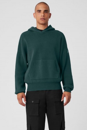 Midnight Green Men Alo Yoga Scholar Hooded Sweater | Australia 54730-ANPO