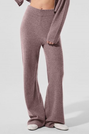 Mushroom Heather Women Alo Yoga Cashmere High-Waist Plush Waffle Pant | Australia 79348-LFBZ