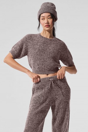 Mushroom Marl Women Alo Yoga Marl Short Sleeve | Australia 35624-EHSG