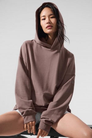 Mushroom Women Alo Yoga Double Take Hoodie | Australia 81563-YLOT