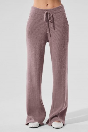 Mushroom Women Alo Yoga Snuggle Up Sweater High-Waist Wide Leg Pant | Australia 54937-FVZI
