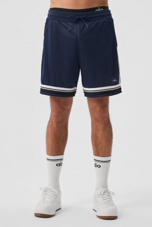 Navy Men Alo Yoga 7" Key Mesh Basketball Short | Australia 80714-RCFU