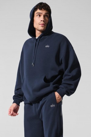 Navy Men Alo Yoga Accolade Hoodie | Australia 59127-ZYBT