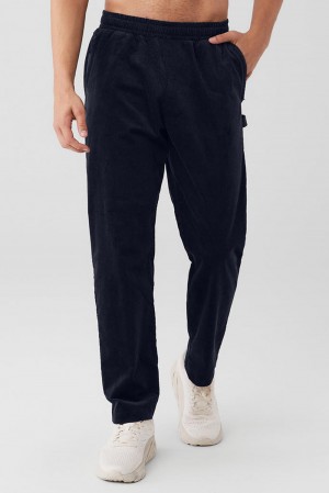 Navy Men Alo Yoga Corduroy District Sweatpant | Australia 86035-JYSC
