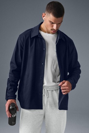 Navy Men Alo Yoga Edition Sueded Jacket | Australia 75962-AJRY